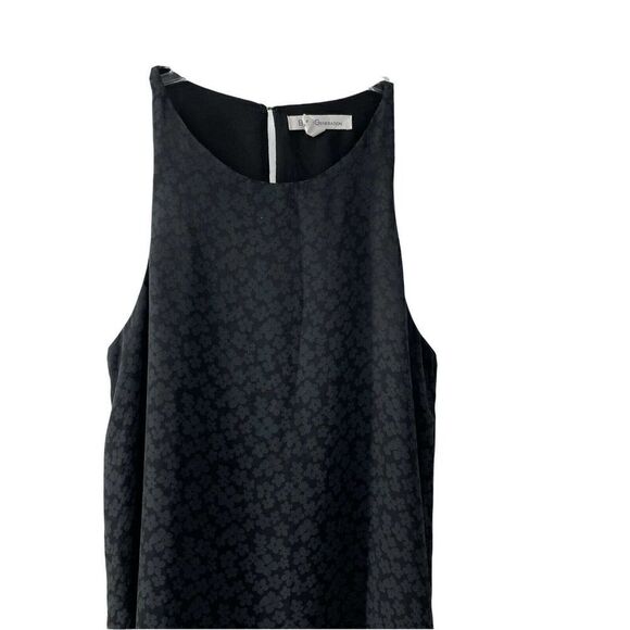 BCBGeneration Black Floral Silky Sleeveless Ruffle Hem Dress Womens Size 8 Chic - Picture 2 of 7